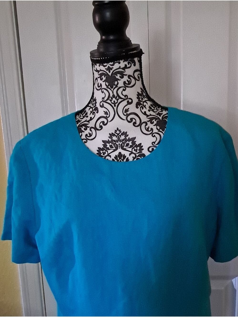 Positive Attitude Woman Vintage Turquoise Dress With Front Embroidery Size 16 - Picture 3 of 10